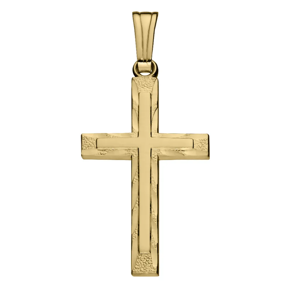 14k Diamond-Cut Cross Pendant Necklace 18"