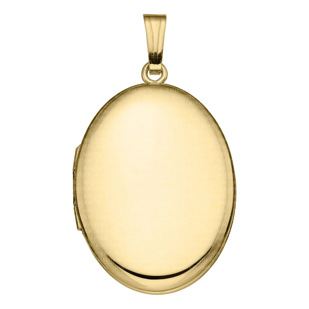 14k Gold Oval Locket Necklace