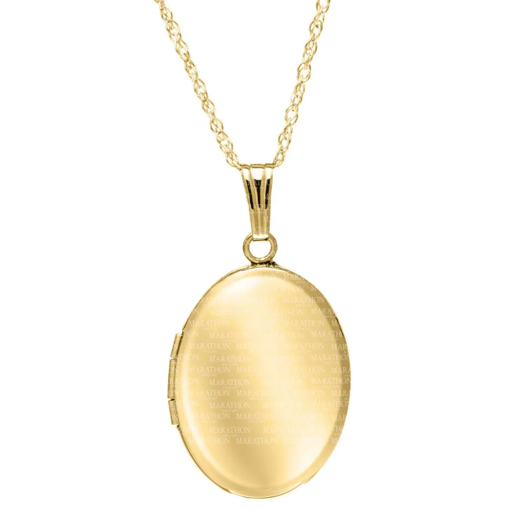 14k Gold Oval Locket Necklace