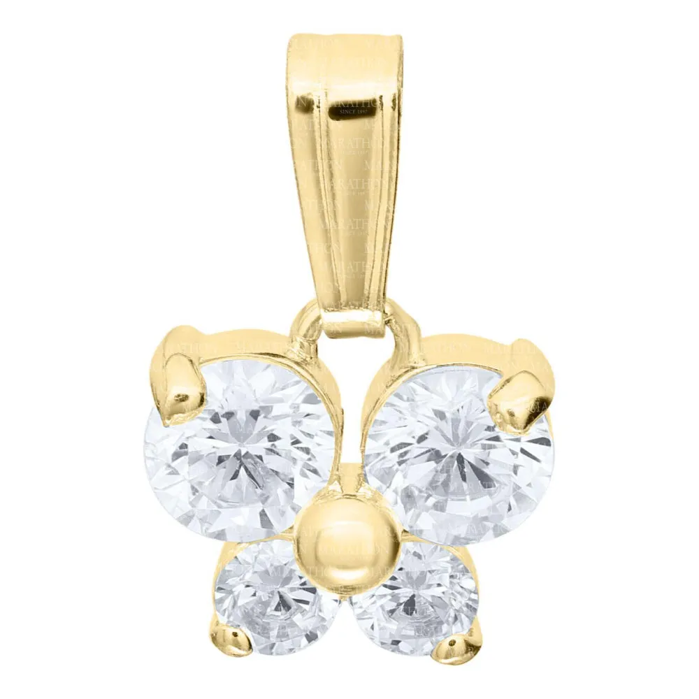 14k Yellow Gold Butterfly Pendant with CZ