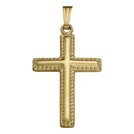 14Y 16x32mm Polished Cross with Beaded Edge 18"