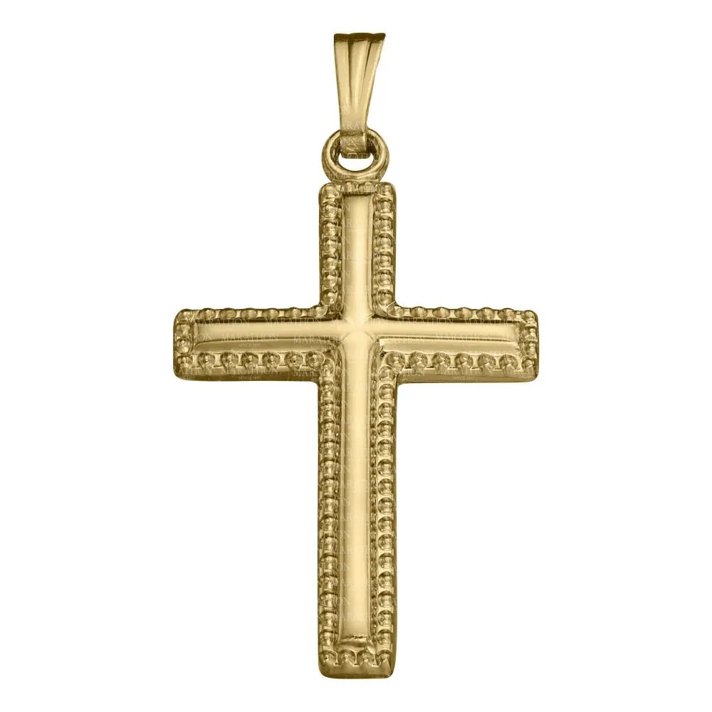 14Y 16x32mm Polished Cross with Beaded Edge 18"