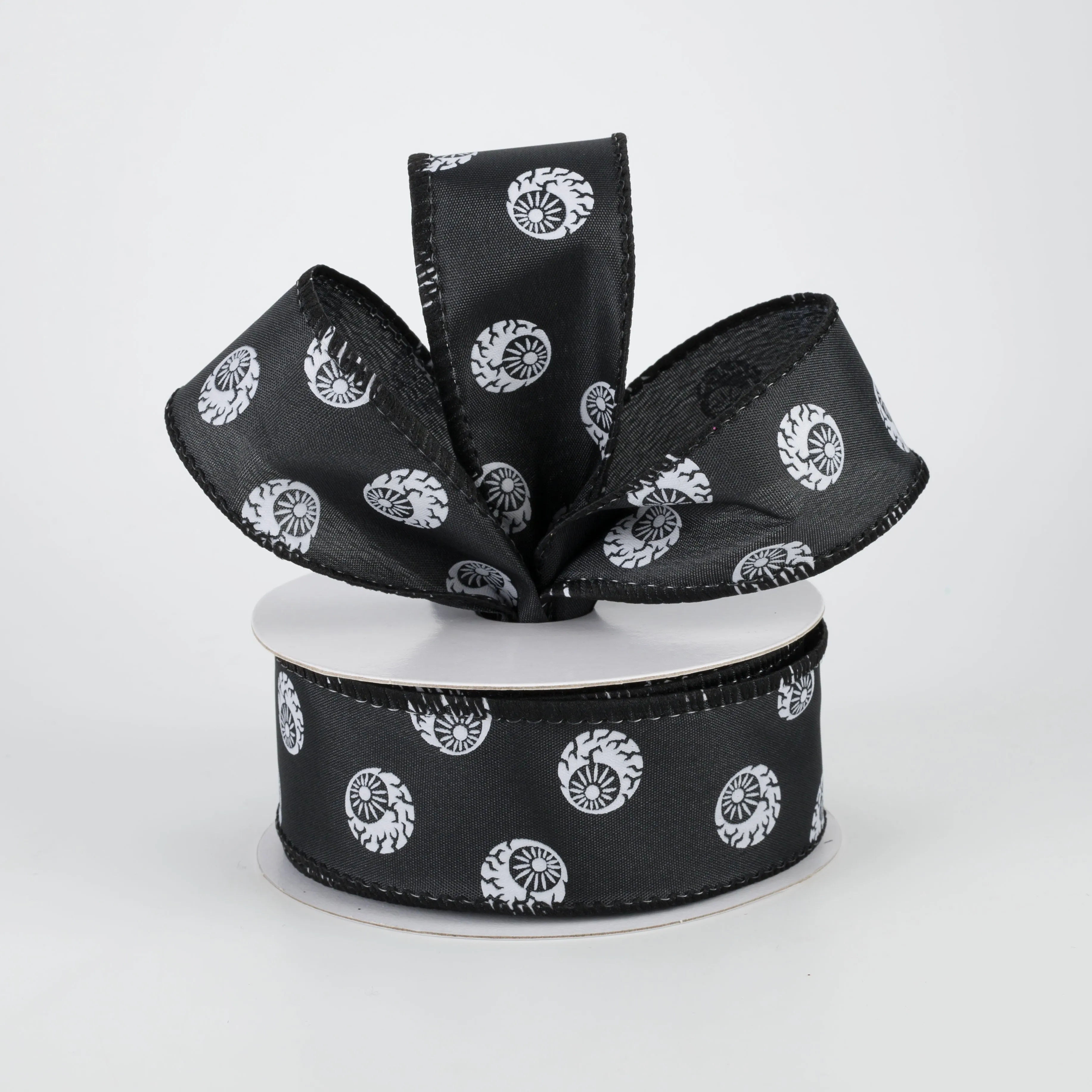 1.5" Eyeballs Ribbon: Black (10 Yards)