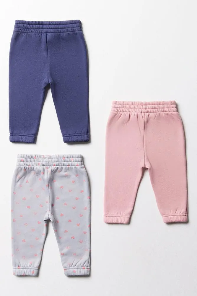 3 Pack Trackpants Grey, Purple & Pink