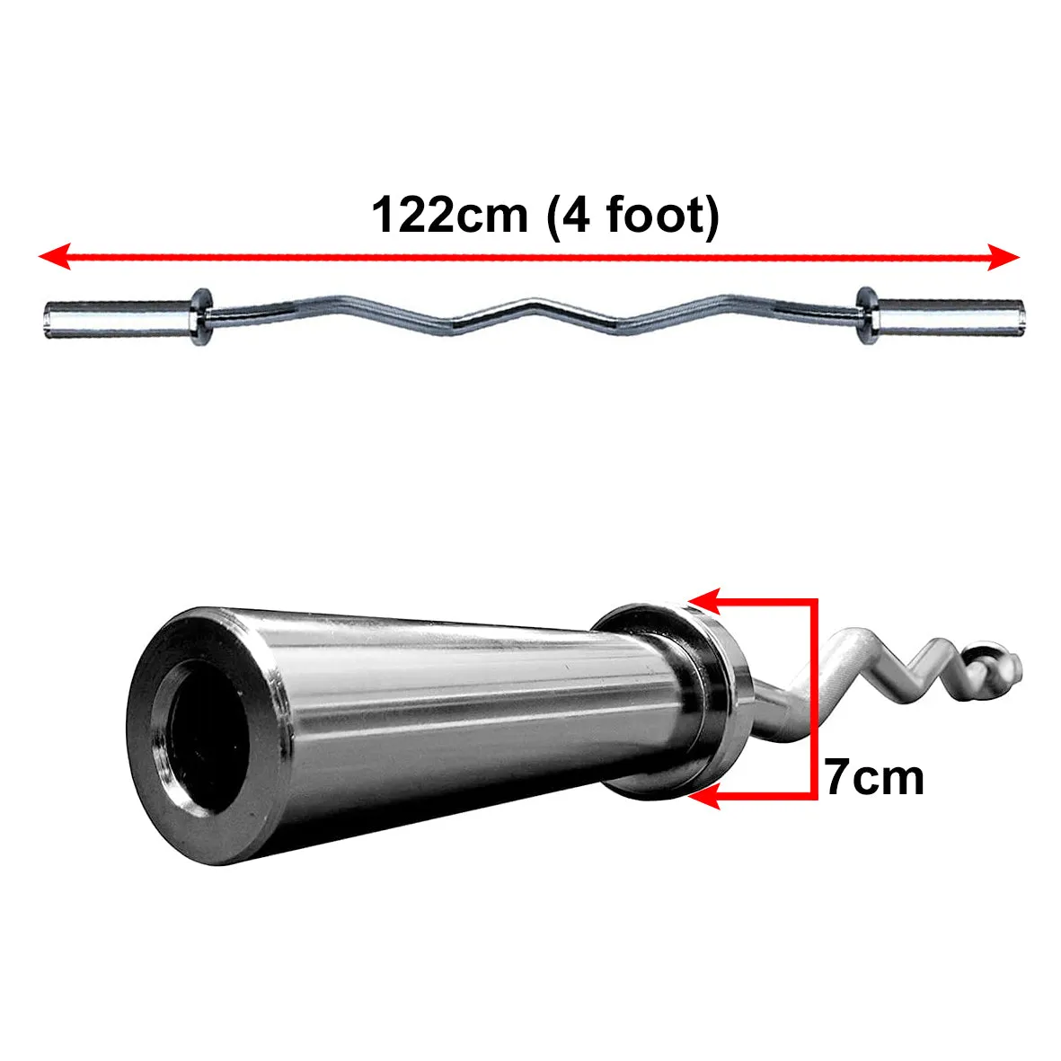 4FT OLYMPIC CHROME PLATED EZ CURL BAR WITH SPRING COLLARS