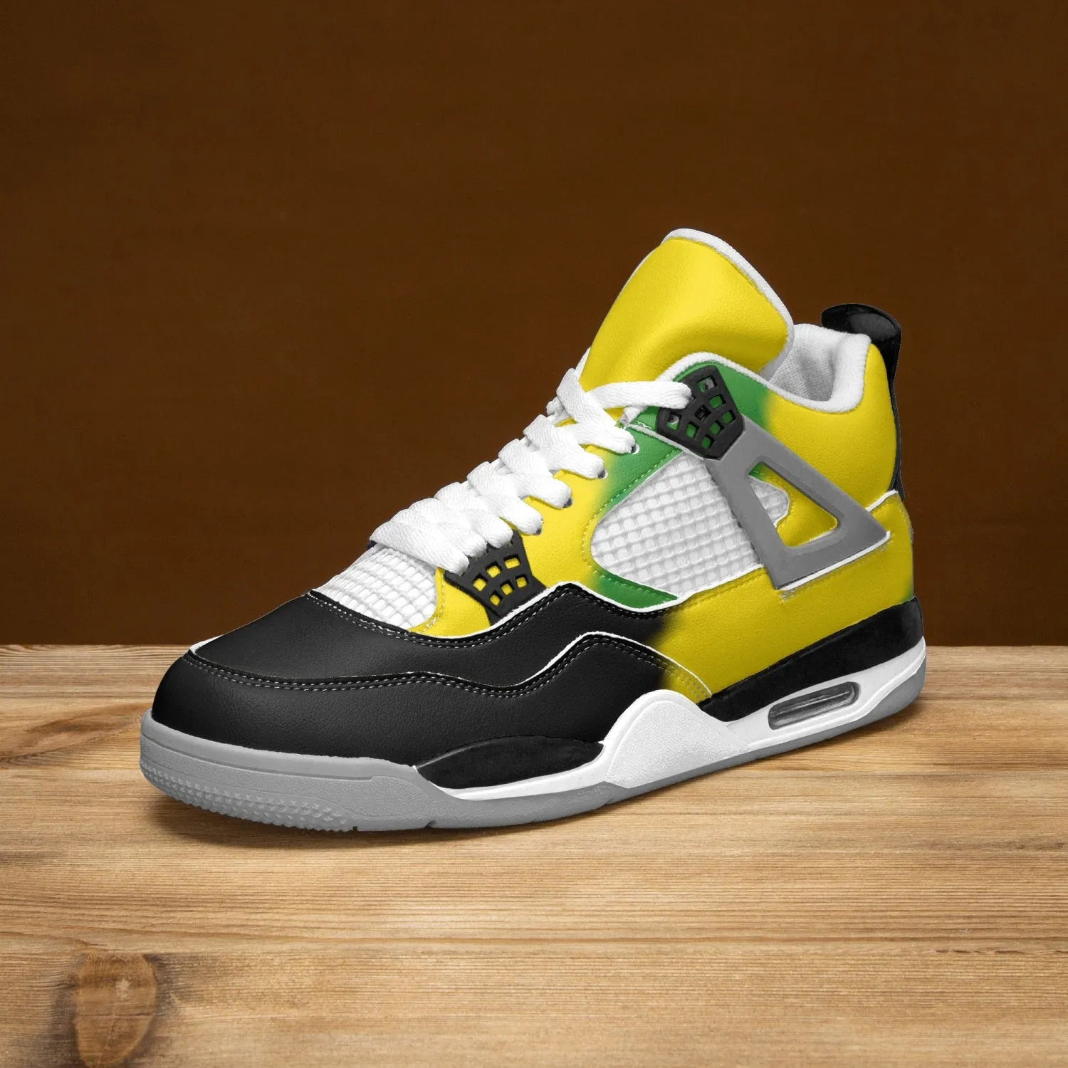 699. Rachvid Jamaican AJ4 Basketball Sneakers -Grey Sole