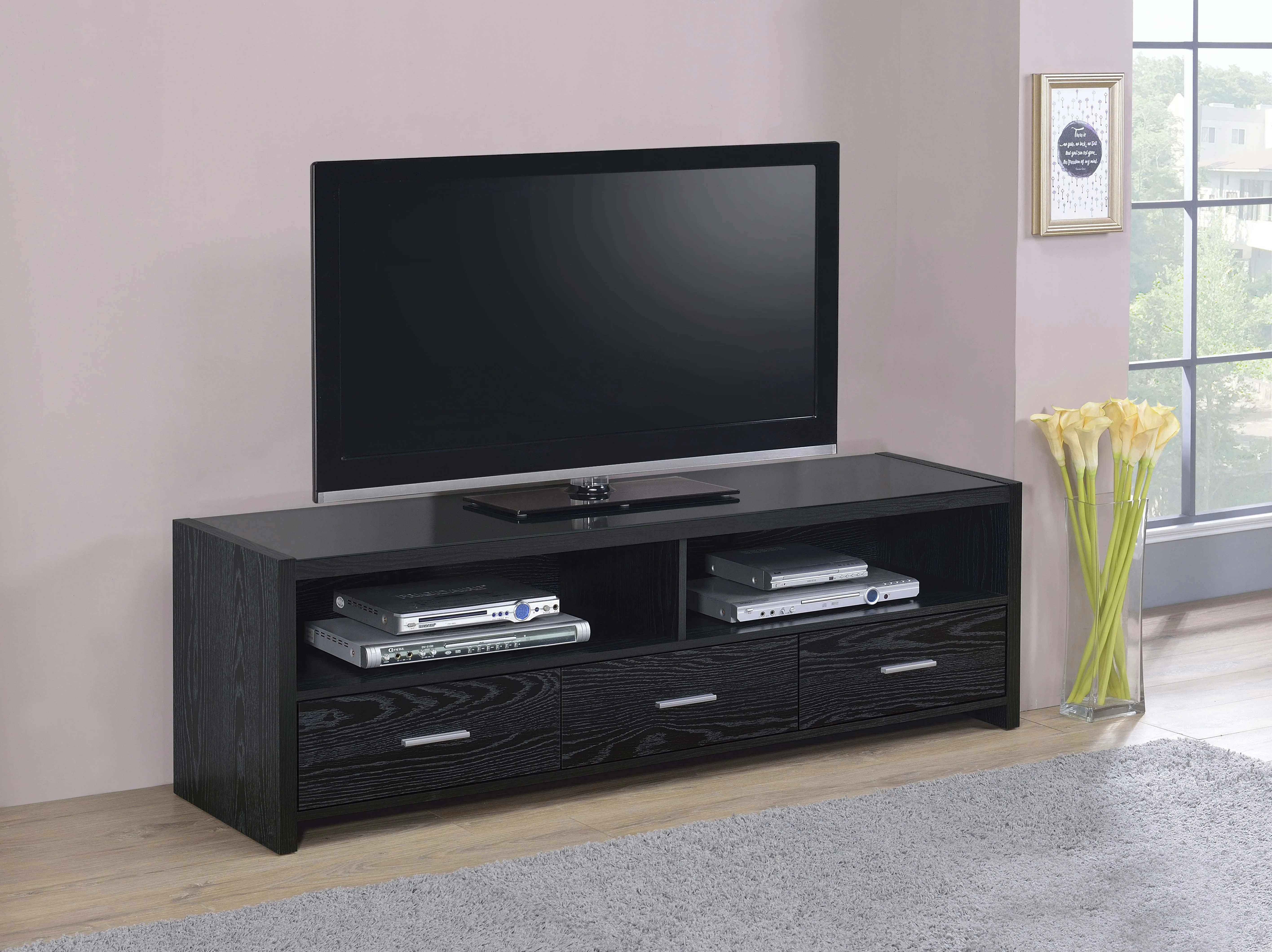 Alton 3-drawer Engineered Wood 62" TV Stand Black Oak