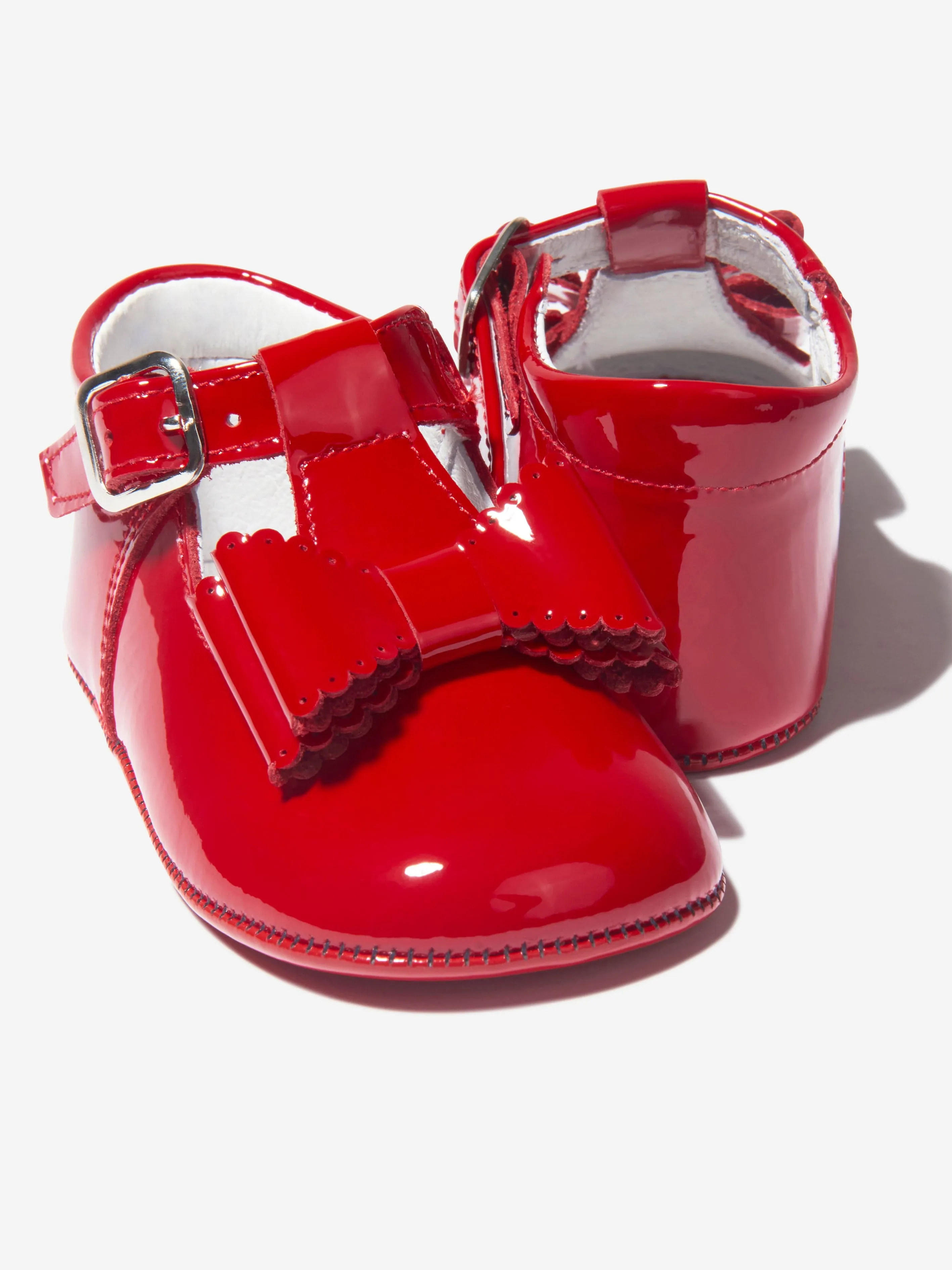 Andanines Baby Girls Patent Leather Bow Shoes