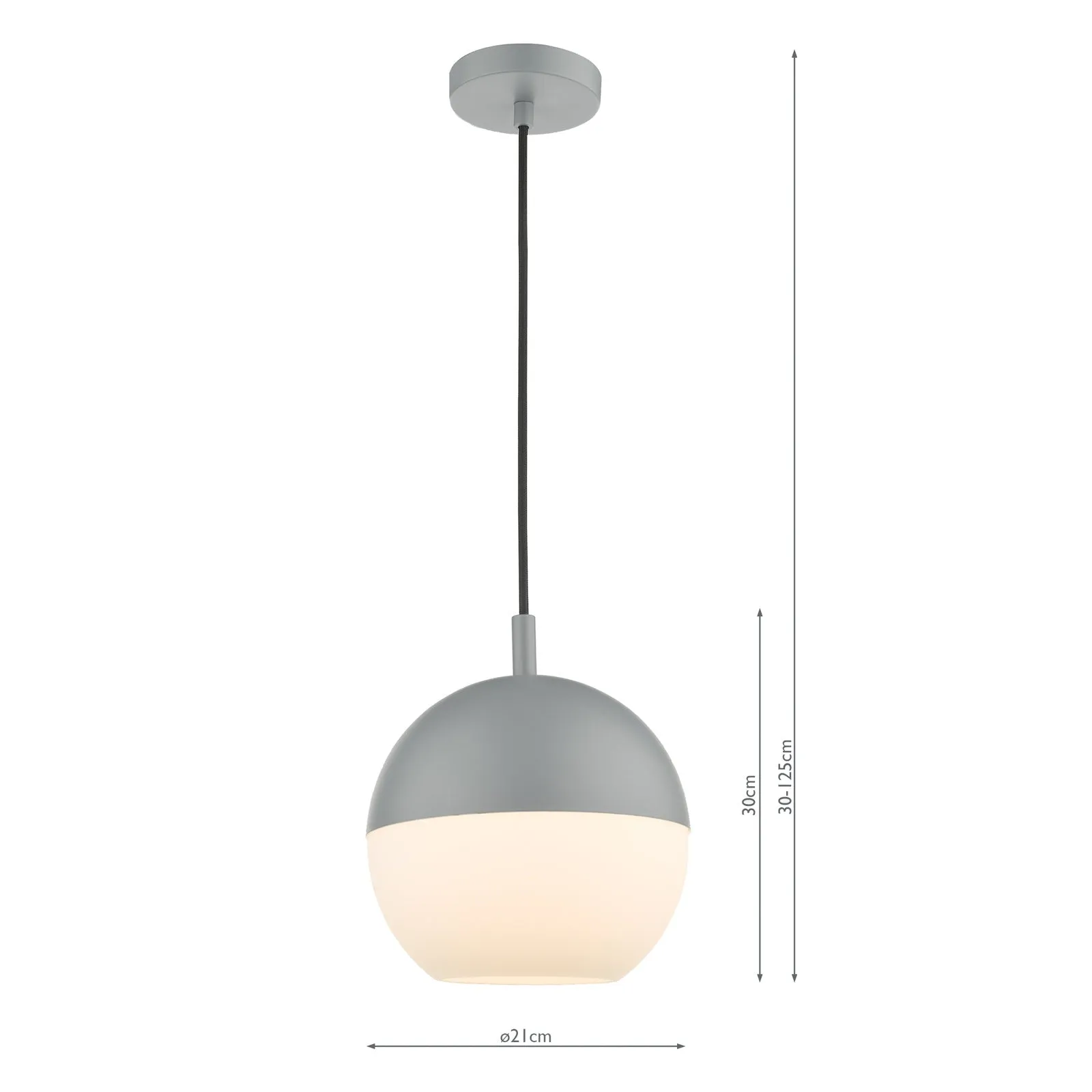 Andre 1 Light Single Pendant Grey/Brass Opal Glass