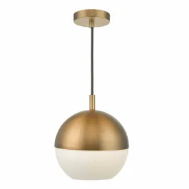 Andre 1 Light Single Pendant Grey/Brass Opal Glass