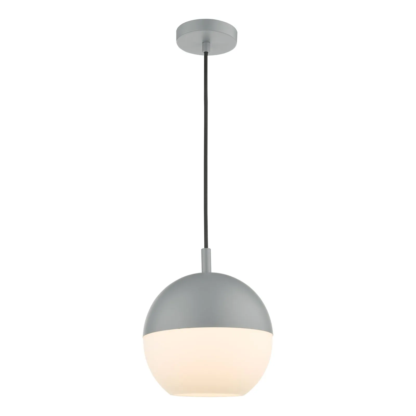 Andre 1 Light Single Pendant Grey/Brass Opal Glass