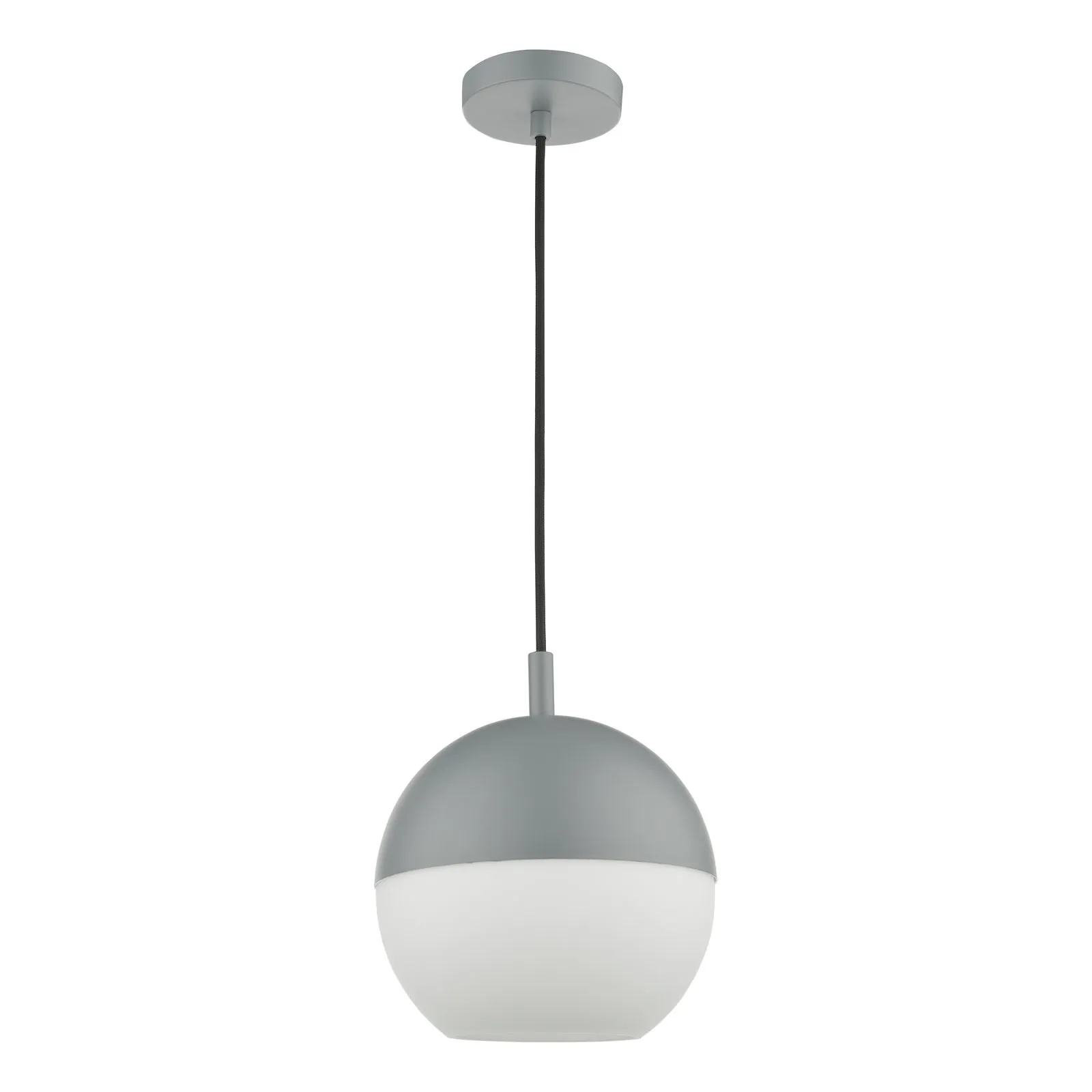 Andre 1 Light Single Pendant Grey/Brass Opal Glass