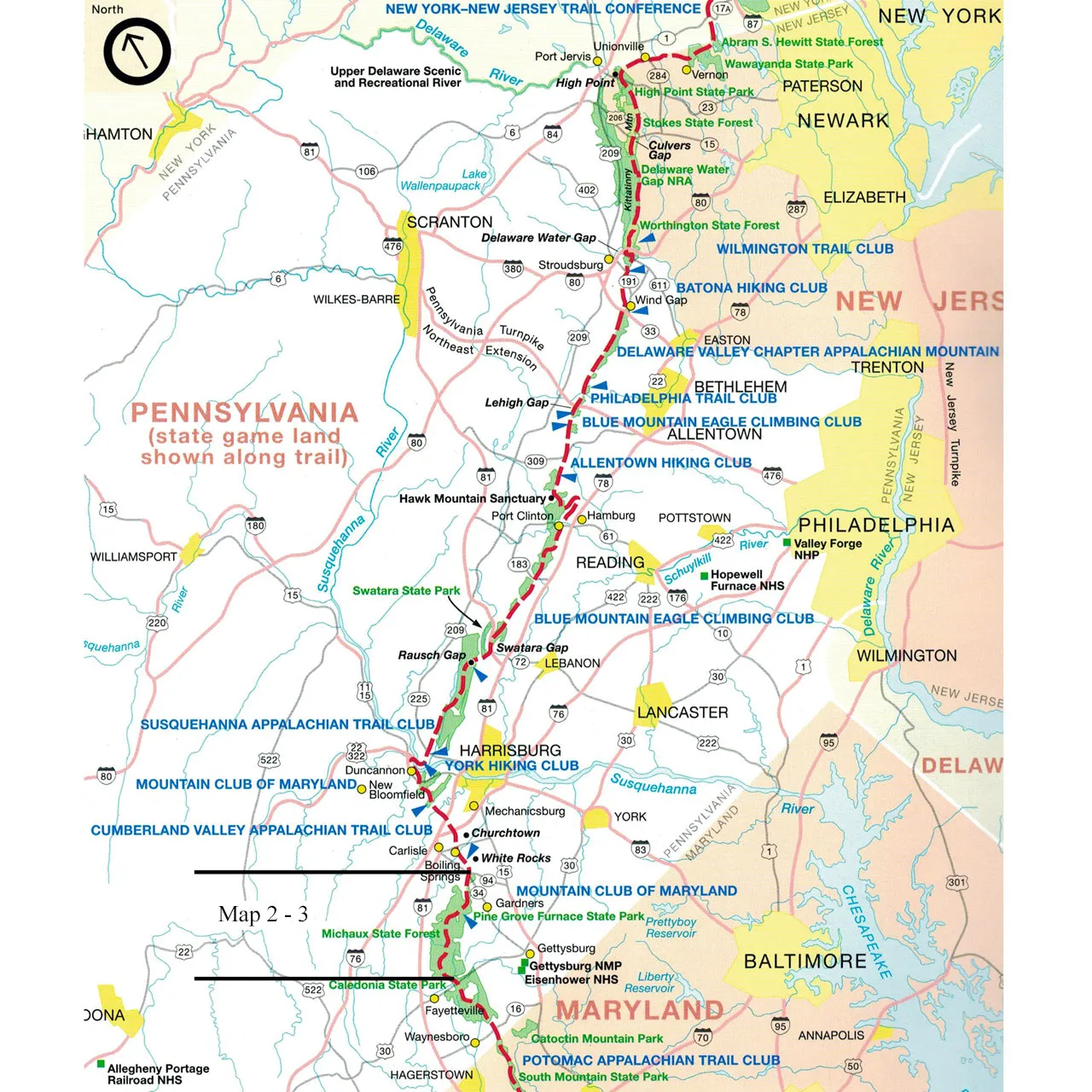 AT Map 2-3: Pennsylvania - Michaux State Forest