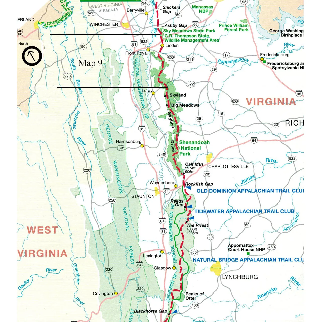 AT Map: Shenandoah NP - North District