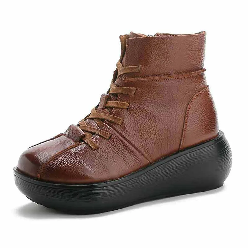 Autumn Winter Comfortable Leather Vintage Short Boots | Gift Shoes