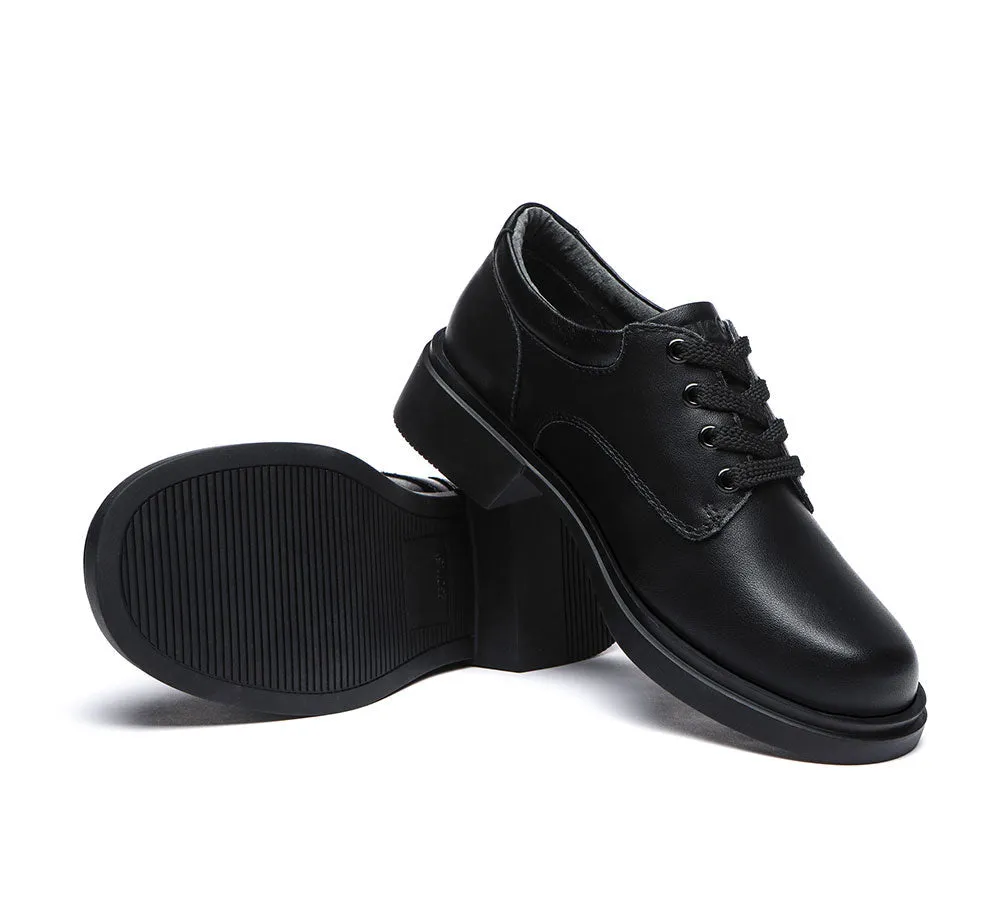 Black Leather Senior Lace Up School Shoes