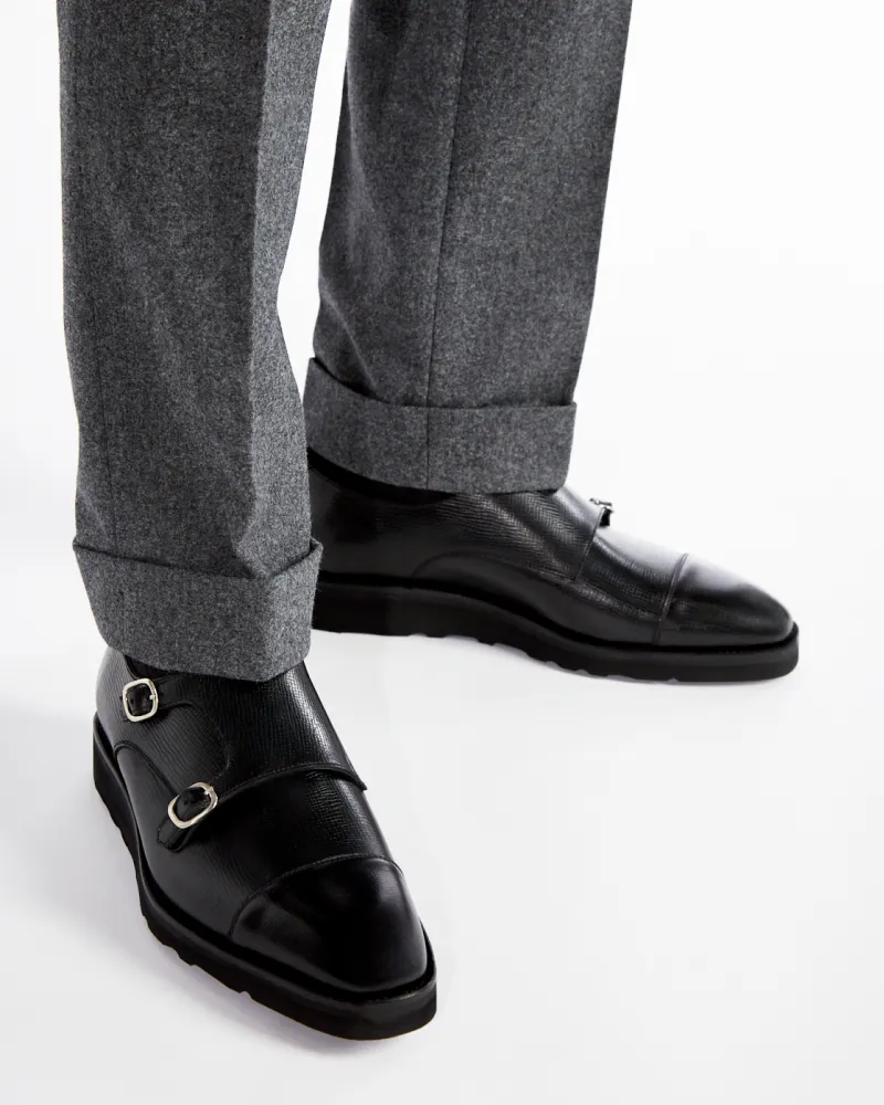 Black Lightweight Monk Strap Shoe