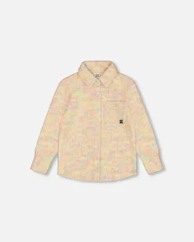 Button Down Felt Overshirt Light Beige Multicolor