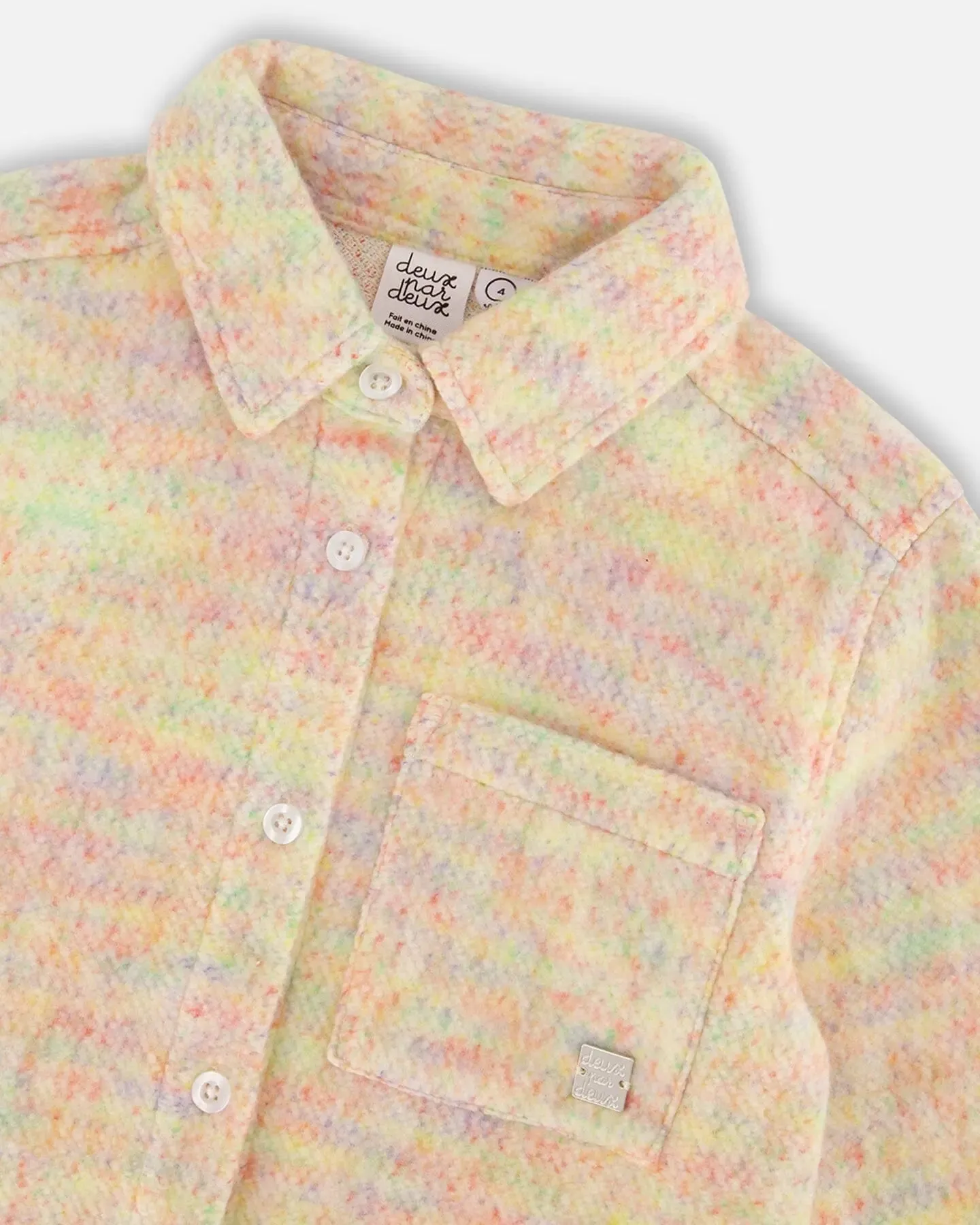 Button Down Felt Overshirt Light Beige Multicolor