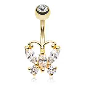 Classic Petite Butterfly Belly Ring in Gold