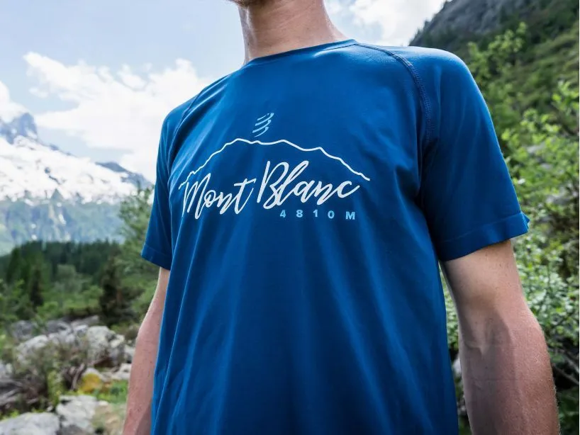 Compessport Men's Training Tshirt SS - Mont Blanc 2022-BLUE