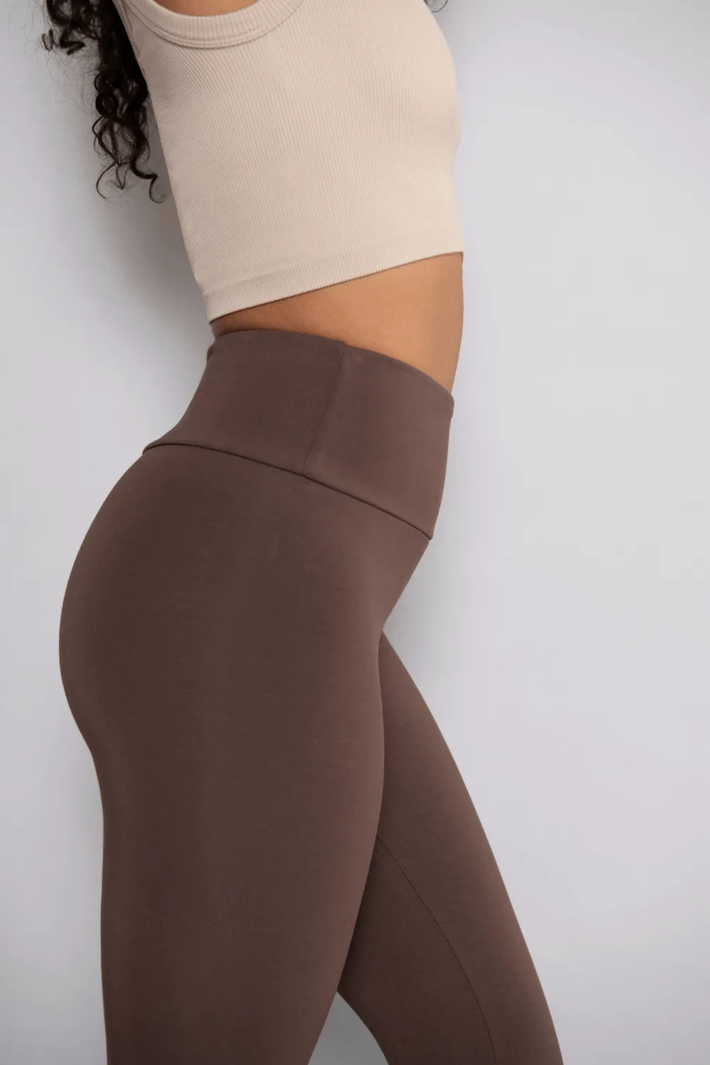 Cropped Lightweight Leggings - Espresso Brown