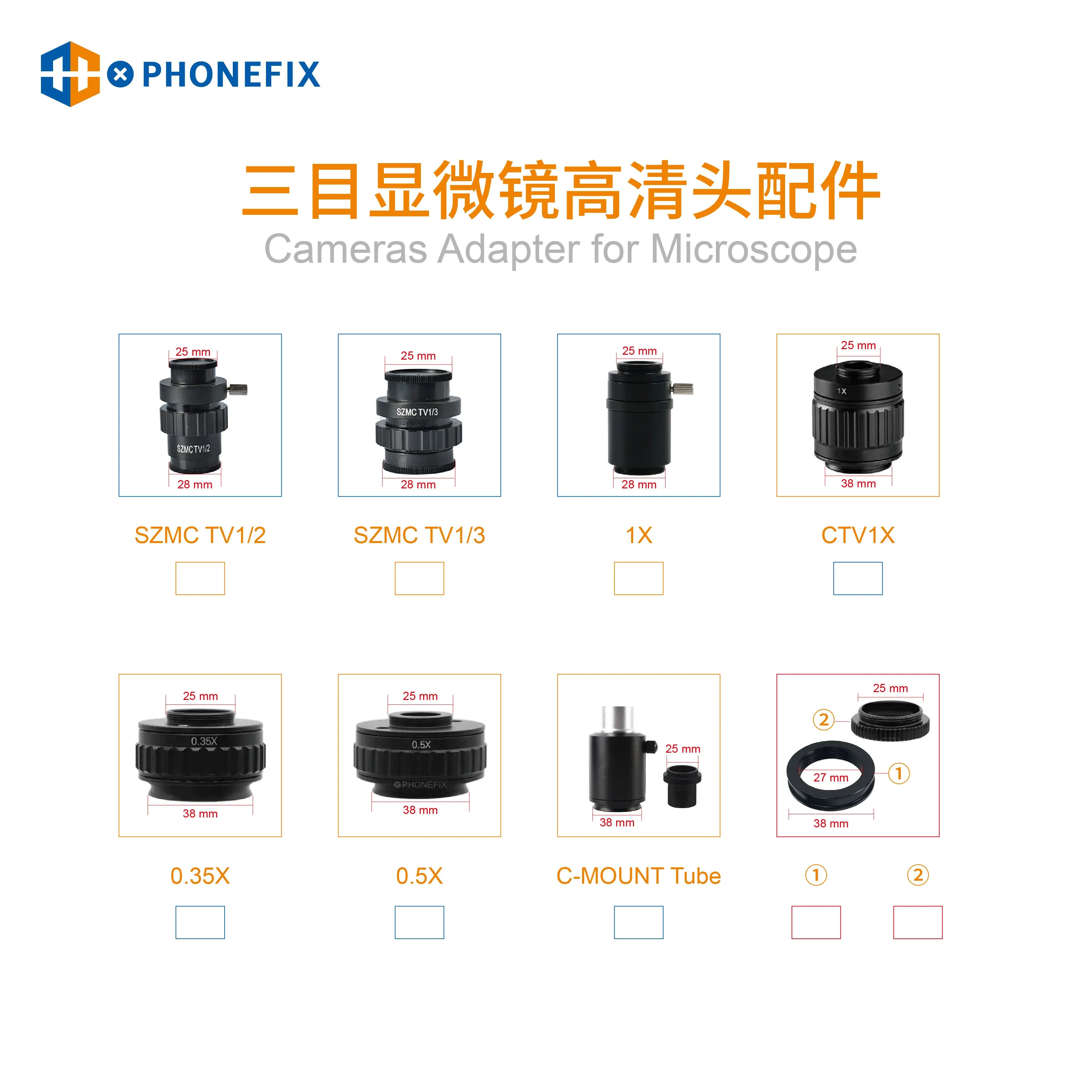 CTV 0.35X 0.5X Focus C-Mount Adapter For Trinocular Microscope