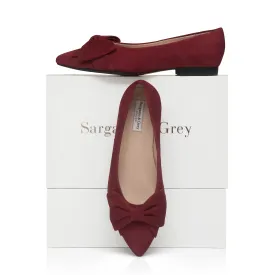 Dionne Extra-Wide Fit Flats - Burgundy Suede