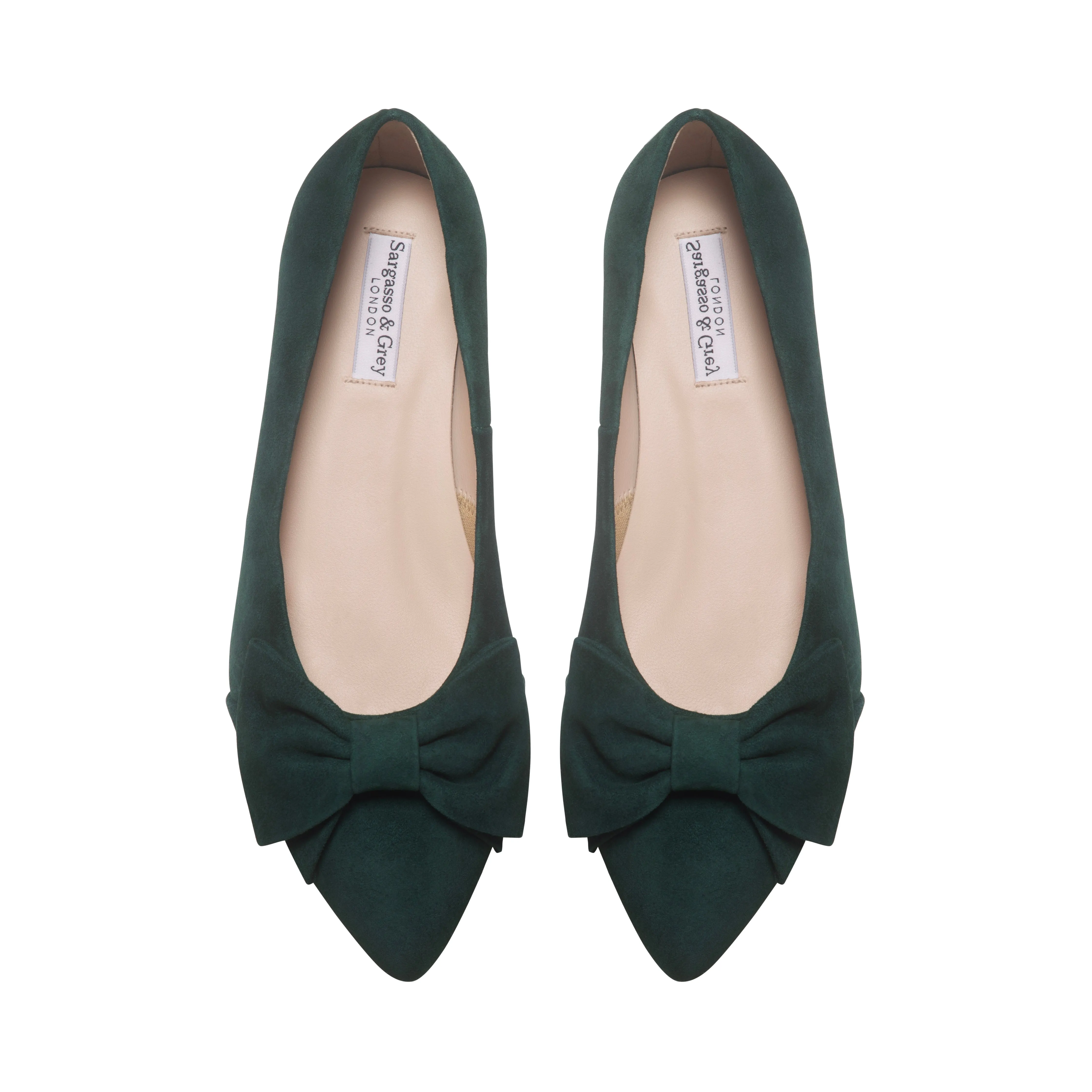 Dionne Extra-Wide Fit Flats - Green Suede