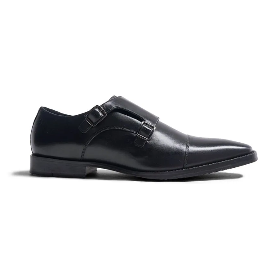 Double Monk Strap Black Shoes