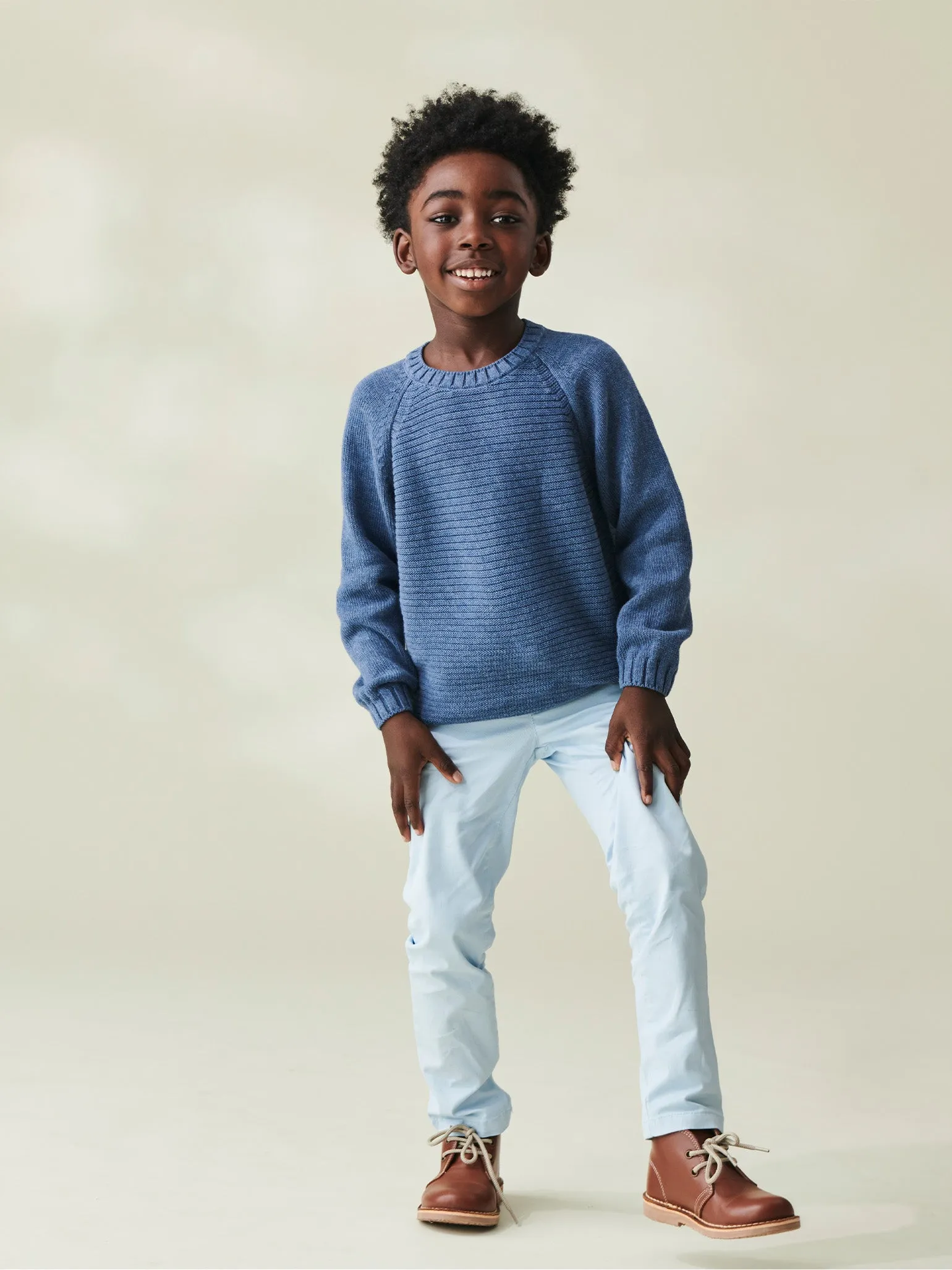 Dusty Blue Lorca Boy Cotton Jumper