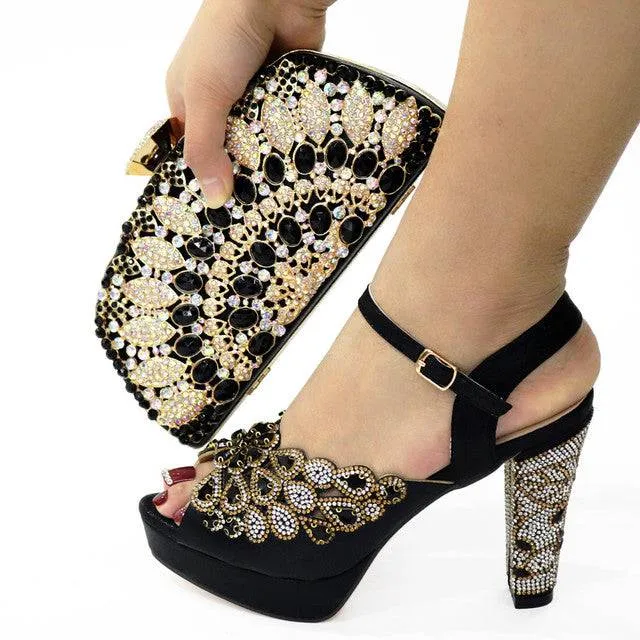 Elegant Italian Design Summer Shoes Rhinestone Party High Heel Sandals