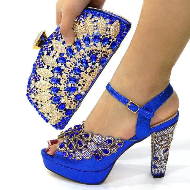 Elegant Italian Design Summer Shoes Rhinestone Party High Heel Sandals