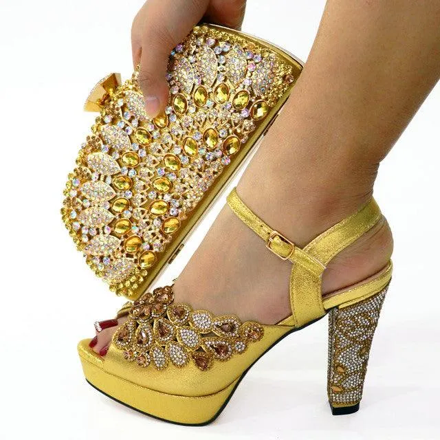 Elegant Italian Design Summer Shoes Rhinestone Party High Heel Sandals