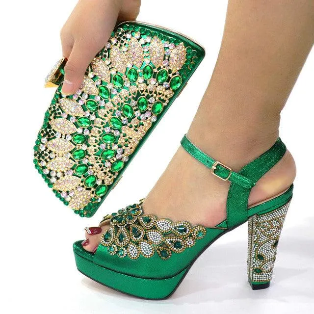 Elegant Italian Design Summer Shoes Rhinestone Party High Heel Sandals