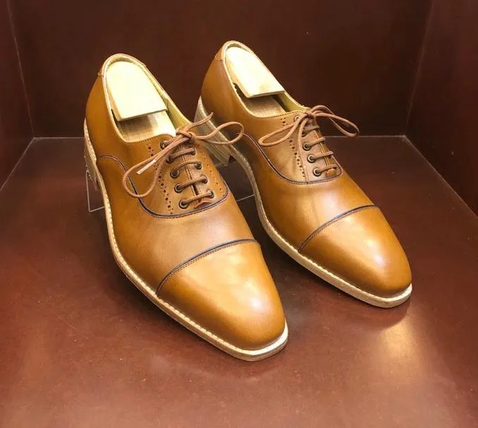 Elena Chestnut With Blue Trim Oxford Men's Shoes