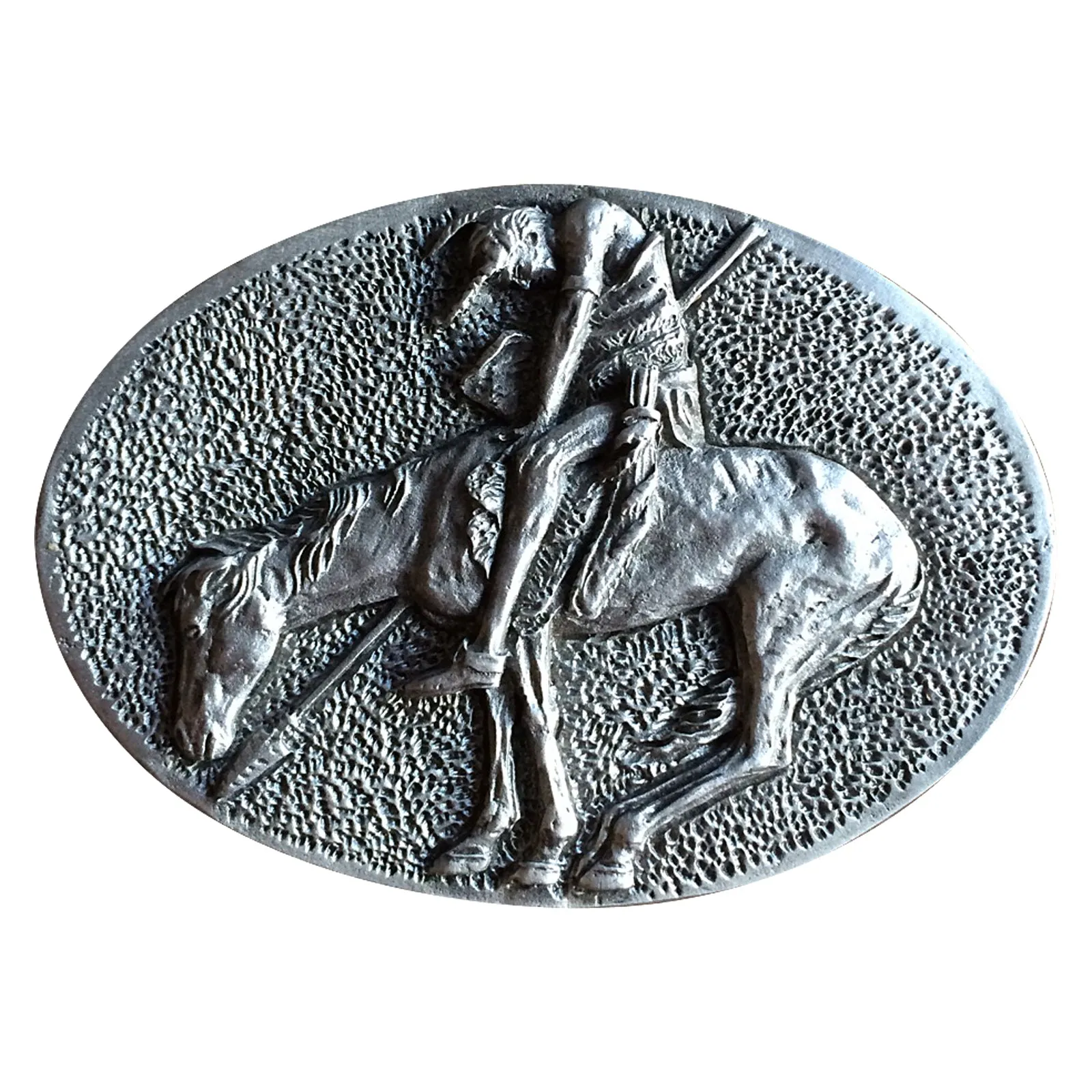 End of the Trail Pewter Western Belt Buckle