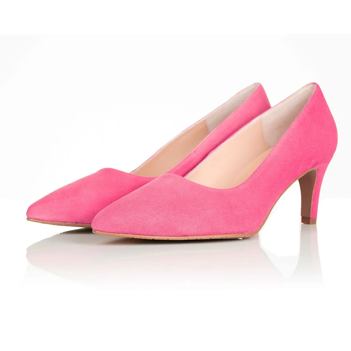 Eve Wide Fit Court Shoe – Raspberry Pink Suede