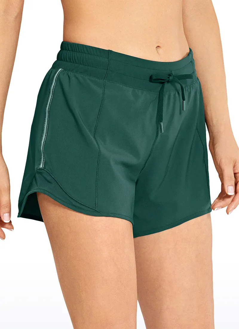 Feathery-Fit Mid-Rise Lined Shorts with Drawstring 4''