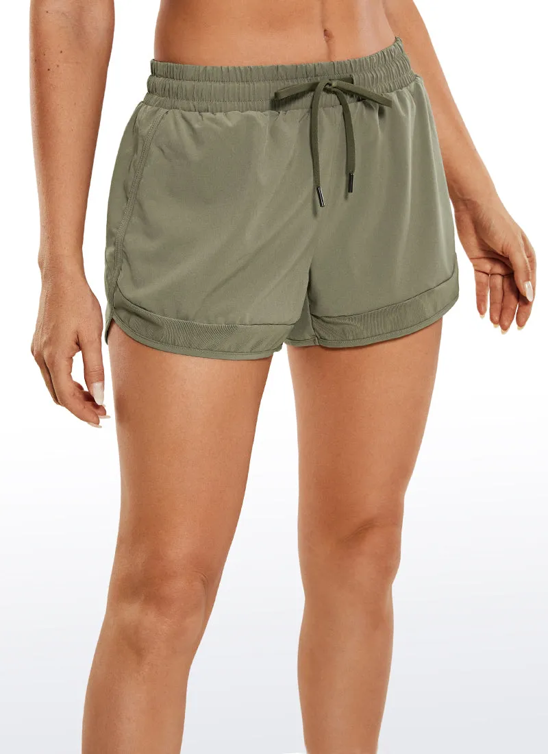 Feathery-Fit Mid-Rise Lined Shorts with Zip Pocket 3''