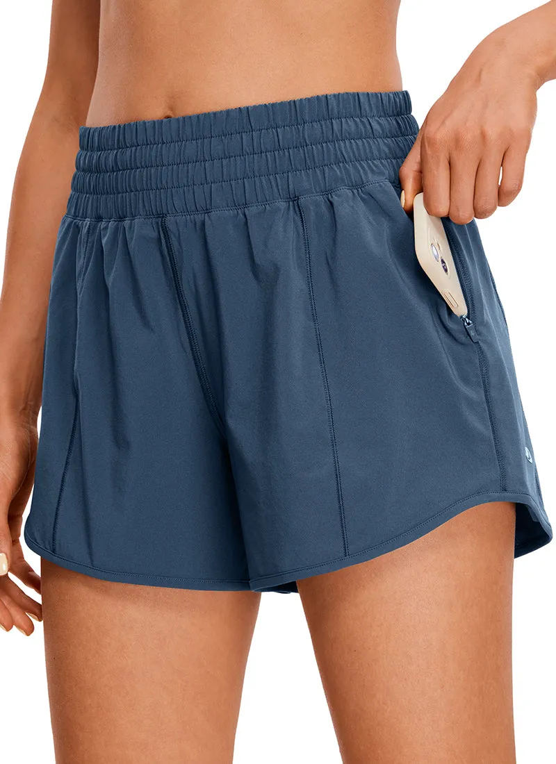 Feathery-Fit Soft High Rise Mesh Liner Shorts with Zip Pockets 4''