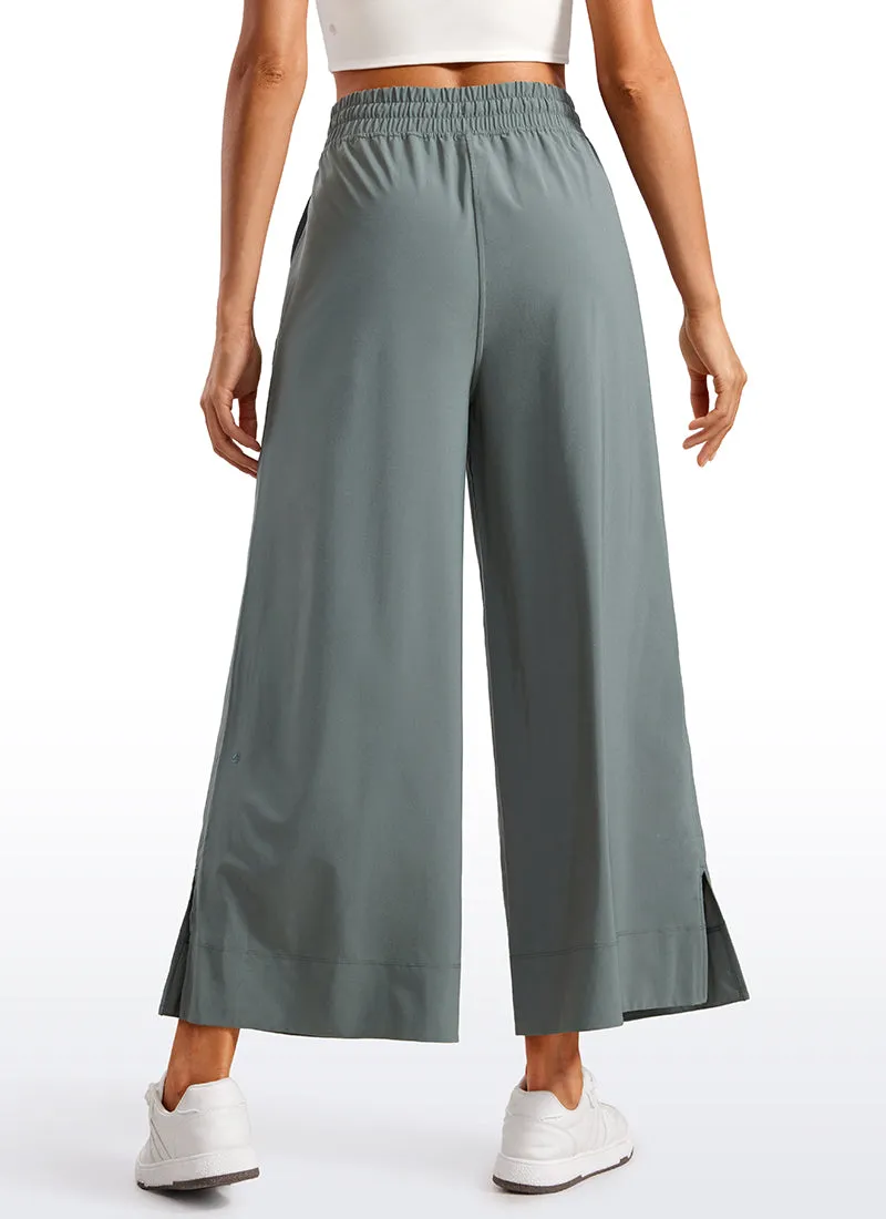 Feathery-Fit Soft Wide Leg High Waisted Capri Pants with Pockets 25''