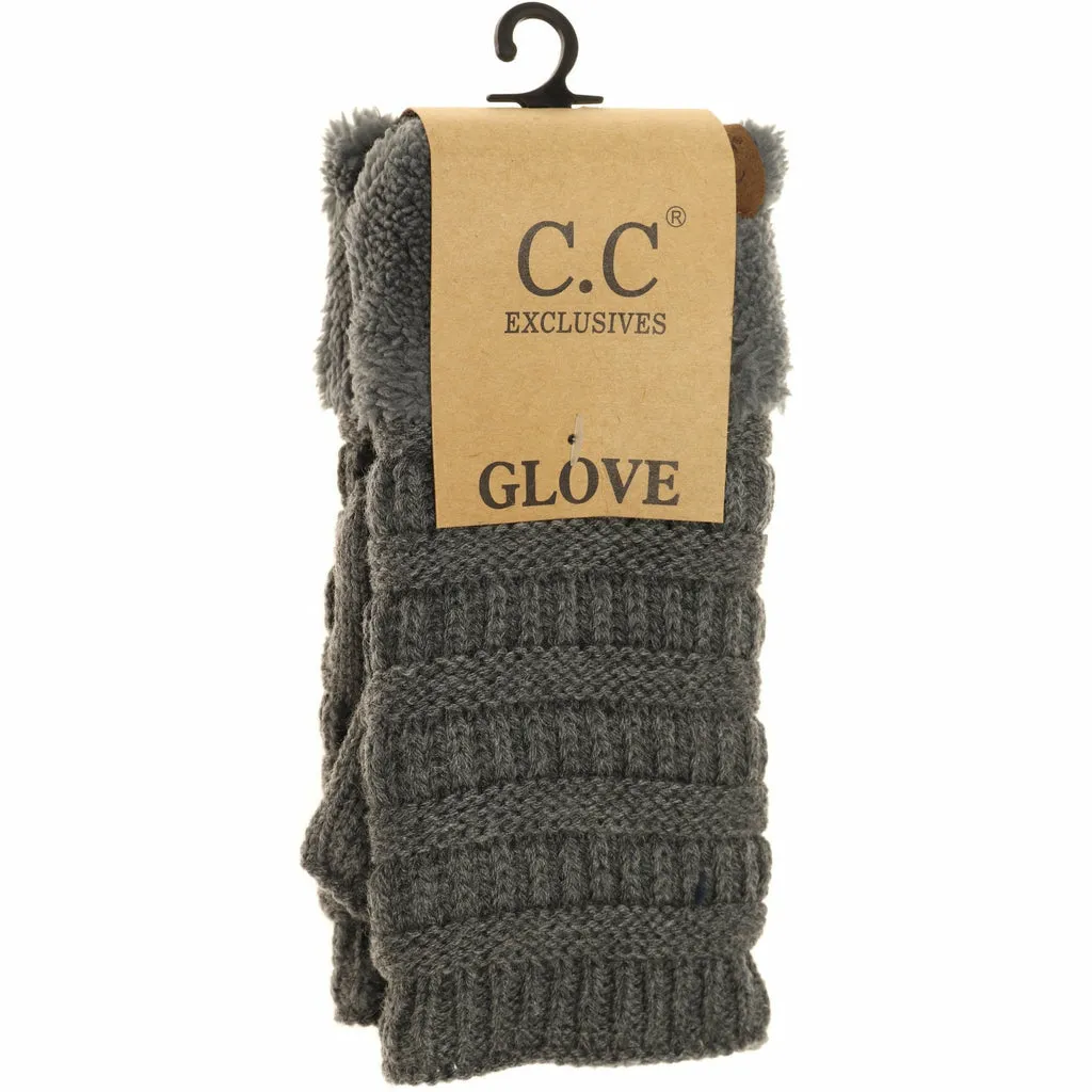 Fingerless Sherpa Lined Gloves - C.C Beanie (FLG25)