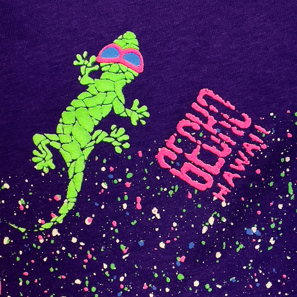 Gecko Trail - 1987 Purple SPLATTER Stripe Beach Tee