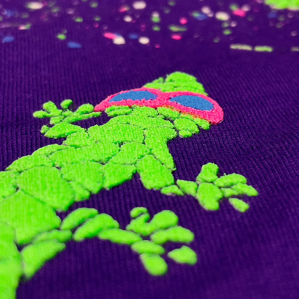 Gecko Trail - 1987 Purple SPLATTER Stripe Beach Tee