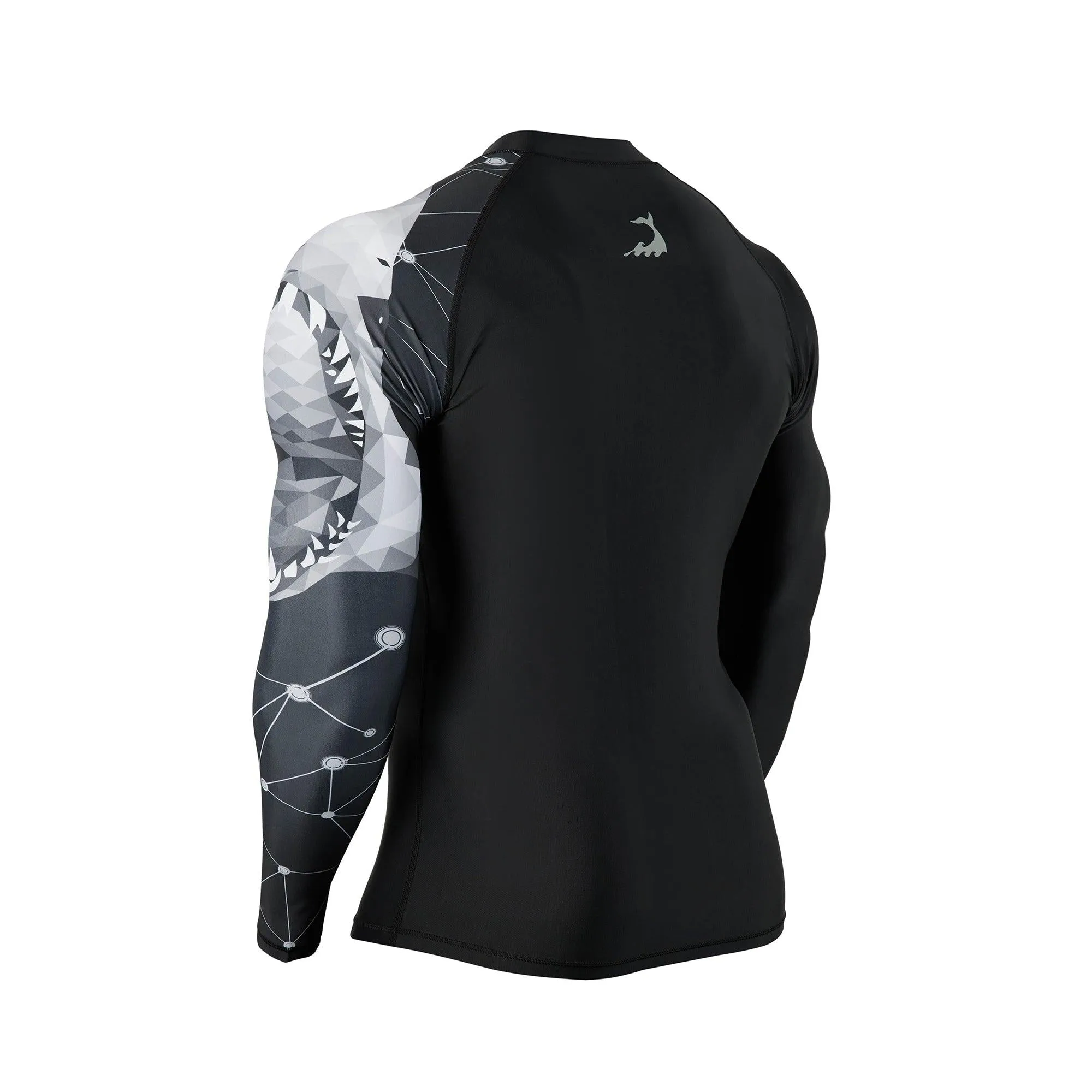 Geometric UPF50  Mens Rashguard with Zip - Shark Style