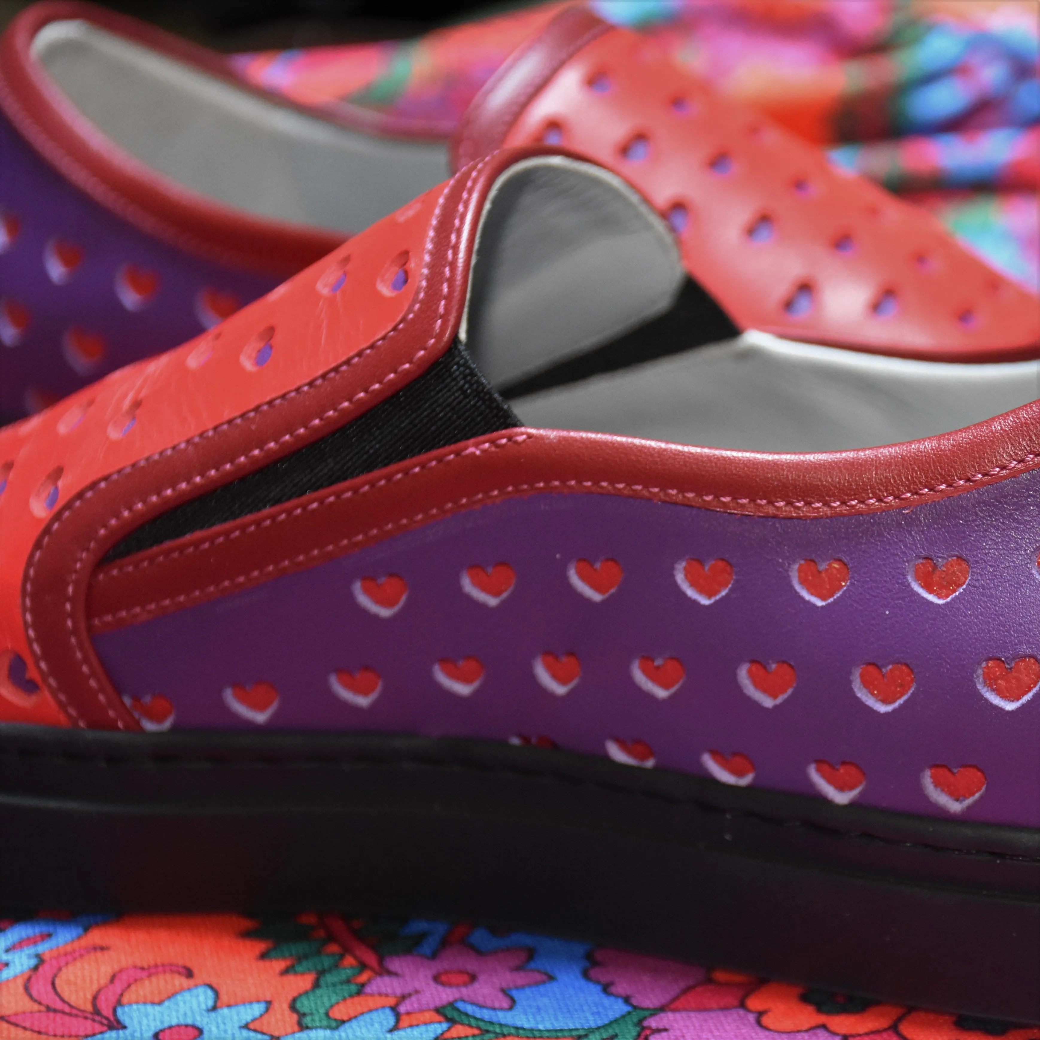 GinaMari Leather Hearts Slip-On Shoes Handcrafted in Italy