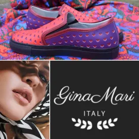 GinaMari Leather Hearts Slip-On Shoes Handcrafted in Italy