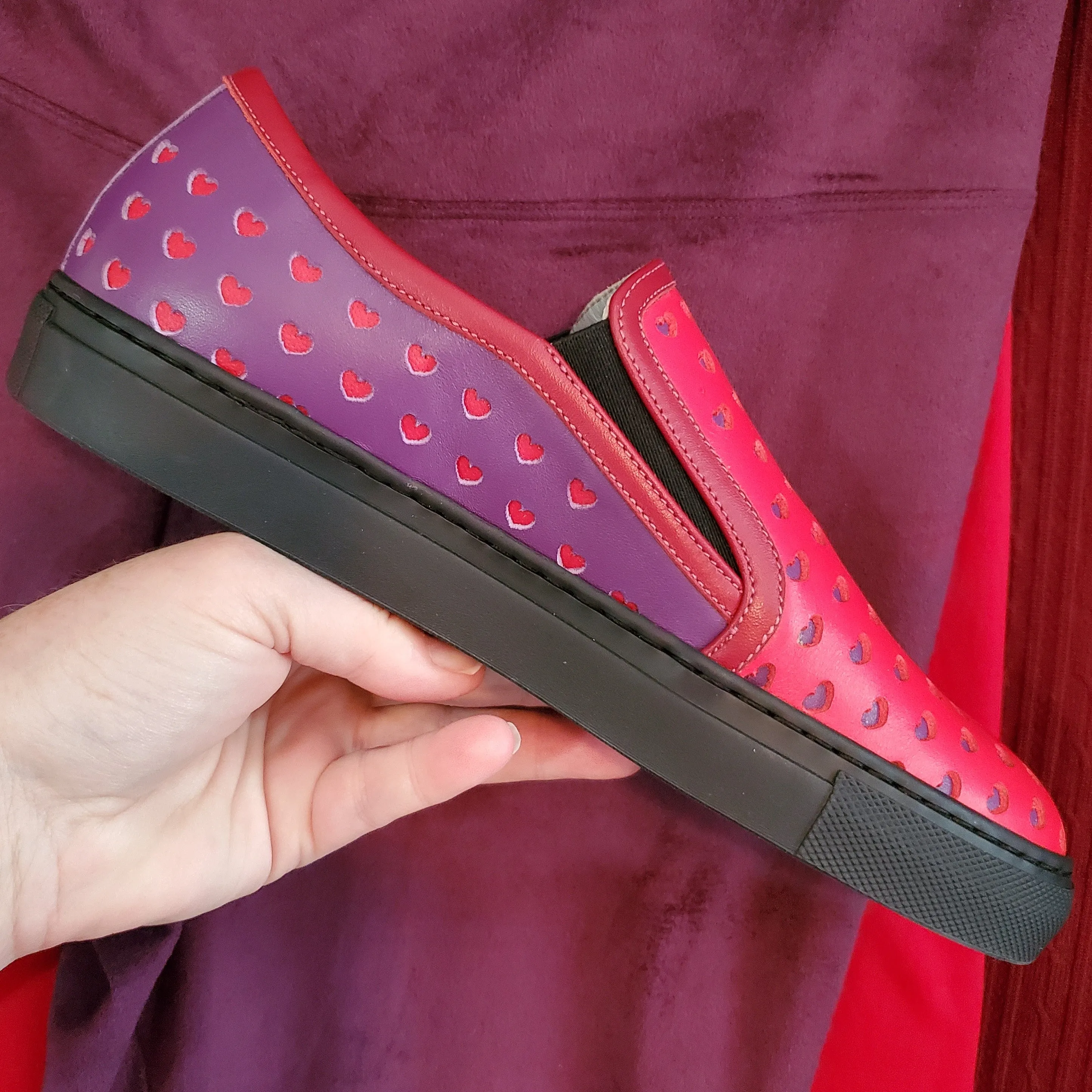 GinaMari Leather Hearts Slip-On Shoes Handcrafted in Italy