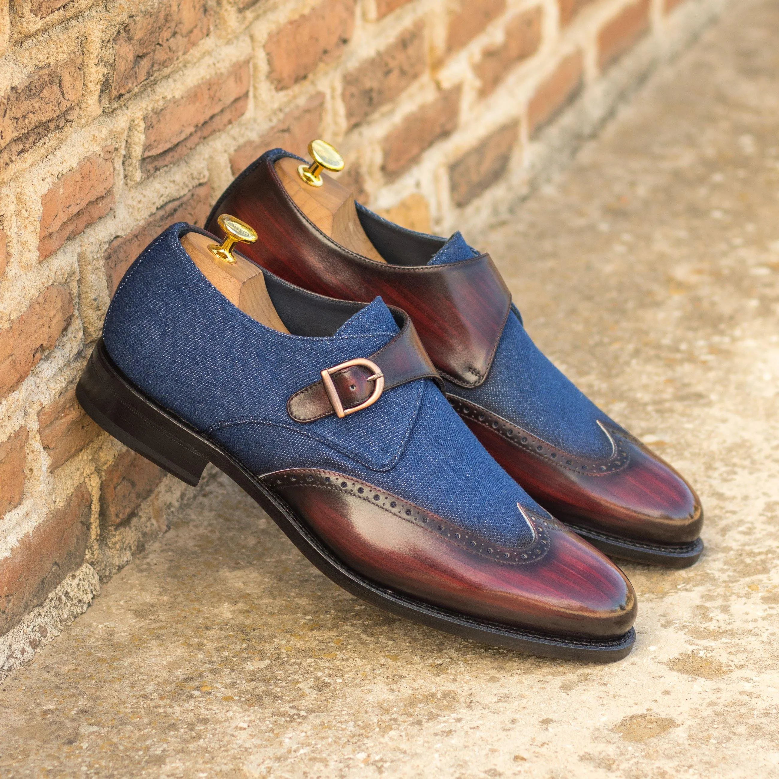 Givario Single Monk Patina Shoes